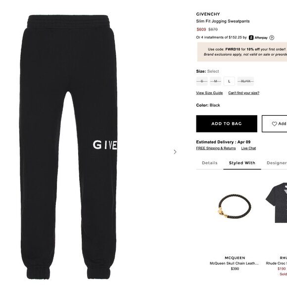 NWT GIVENCHY BLACK SWEATPANTS PANTS JOGGERS - Picture 10 of 10